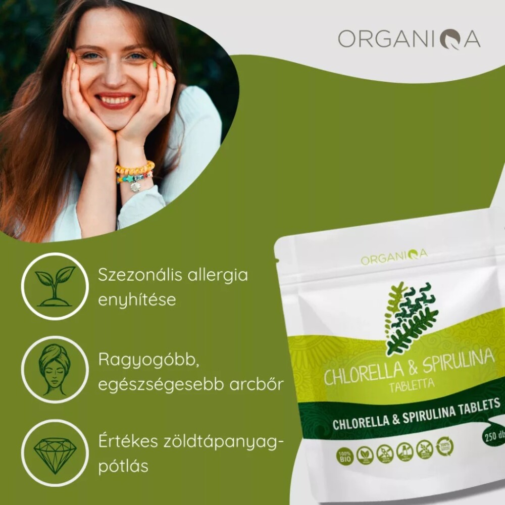 Organiqa Bio Chlorella és Spirulina tabletta - 250db 3 Organiqa Bio Chlorella és Spirulina tabletta - 250db - Image 3