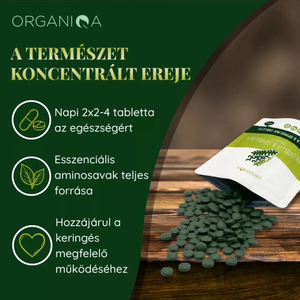 Organiqa Bio Chlorella és Spirulina tabletta - 250db 4 Organiqa Bio Chlorella és Spirulina tabletta - 250db - Image 4