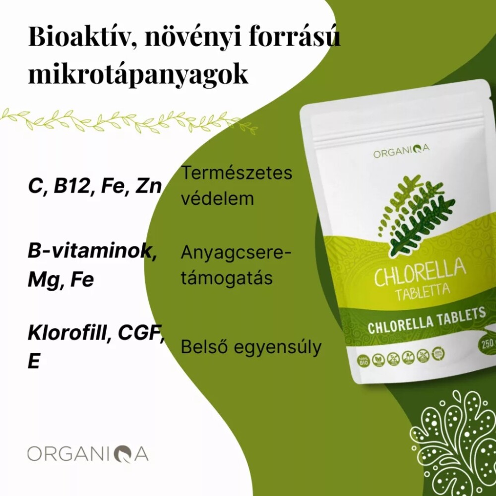 Organiqa Bio Chlorella tabletta - 250db 2 Organiqa Bio Chlorella tabletta - 250db - Image 2