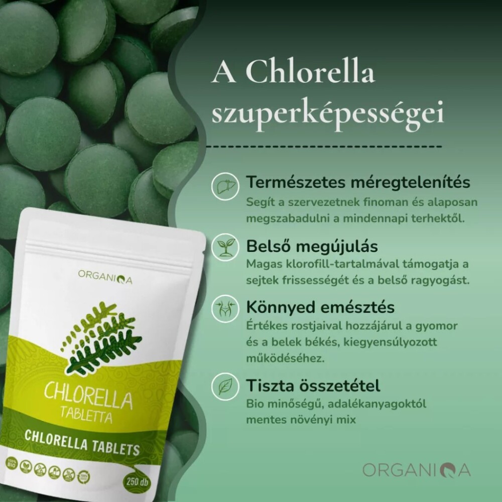 Organiqa Bio Chlorella tabletta - 250db 7 Organiqa Bio Chlorella tabletta - 250db - Image 7