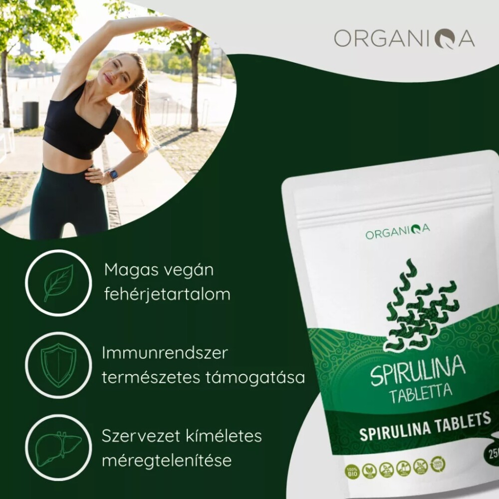 Organiqa Bio Spirulina alga tabletta - 250db 3 Organiqa Bio Spirulina alga tabletta - 250db - Image 3