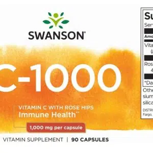 Swanson 1000mg C-vitamint és csipkebogyót tartalmazó kapszula - 90db 3 Swanson 1000mg C-vitamint és csipkebogyót tartalmazó kapszula - 90db - Image 2