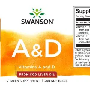 Swanson A-vitamin és D-vitamin halolajból kapszula - 250db 3 Swanson A-vitamin és D-vitamin halolajból kapszula - 250db - Image 2