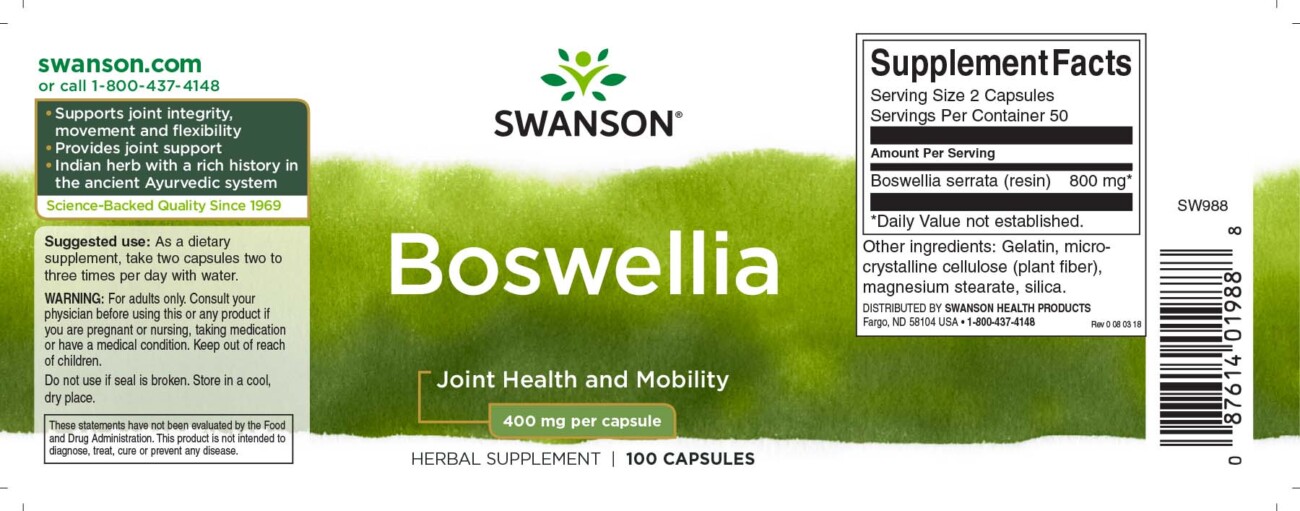 Swanson Boswellia kapszula - 100db 2 Swanson Boswellia kapszula - 100db - Image 2