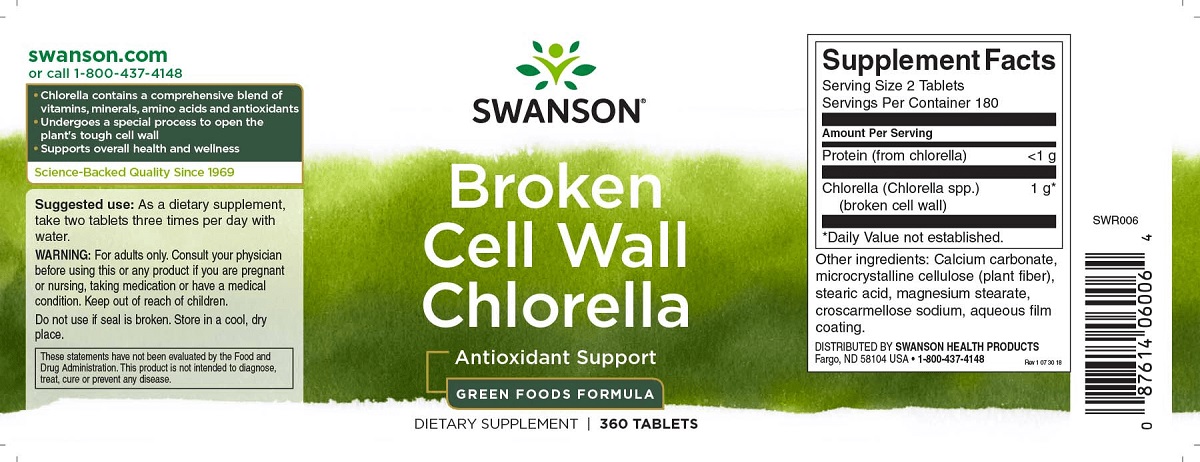 Swanson Chlorella alga tabletta - 360db 2 Swanson Chlorella alga tabletta - 360db - Image 2