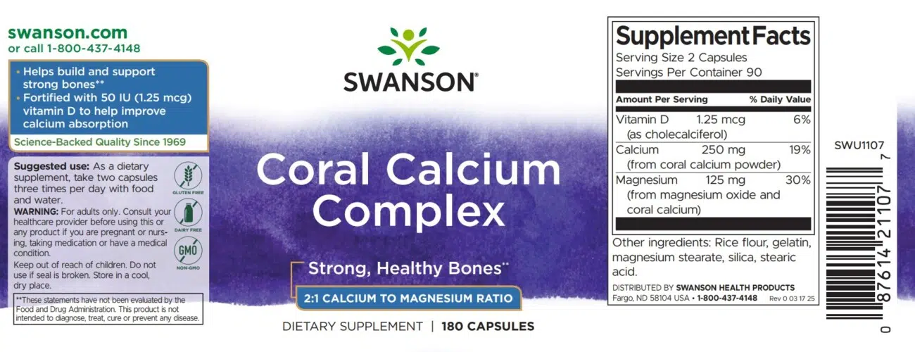 Swanson Coral Calcium Complex kapszula - 180db 2 Swanson Coral Calcium Complex kapszula - 180db - Image 2
