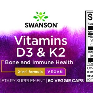 Swanson D3 & K2-vitamin kapszula - 60db 3 Swanson D3 & K2-vitamin kapszula - 60db - Image 2