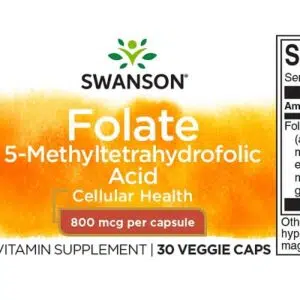 Swanson Folate (Folát) kapszula - 30db - Image 2