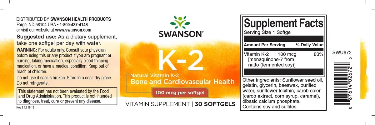 Swanson K2-vitamin lágyzselatin kapszula - 30db 2 Swanson K2-vitamin lágyzselatin kapszula - 30db - Image 2