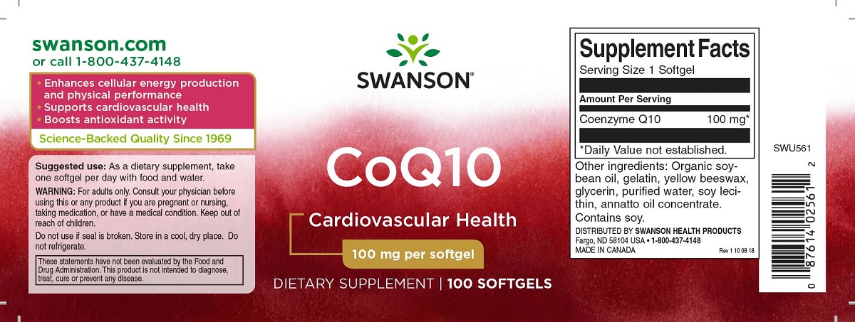 Swanson Q10 koenzim 100mg lágyzselatin kapszula - 100db 2 Swanson Q10 koenzim 100mg lágyzselatin kapszula - 100db - Image 2