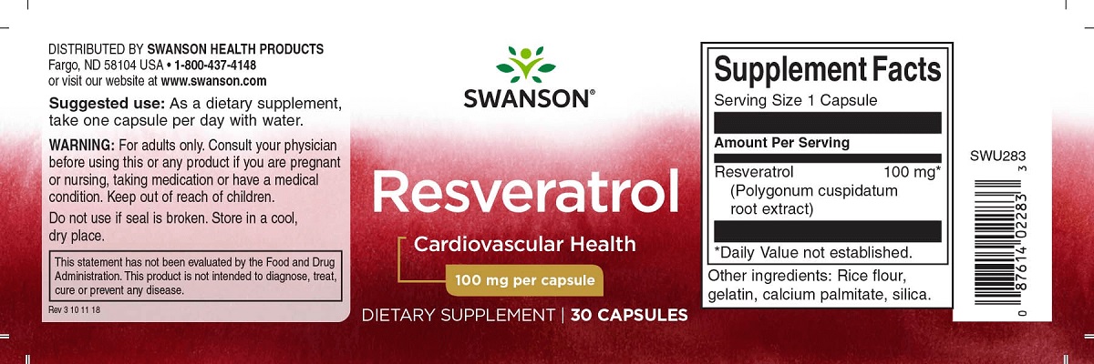 Swanson Resveratrol - Rezveratrol kapszula - 30db 2 Swanson Resveratrol - Rezveratrol kapszula - 30db - Image 2