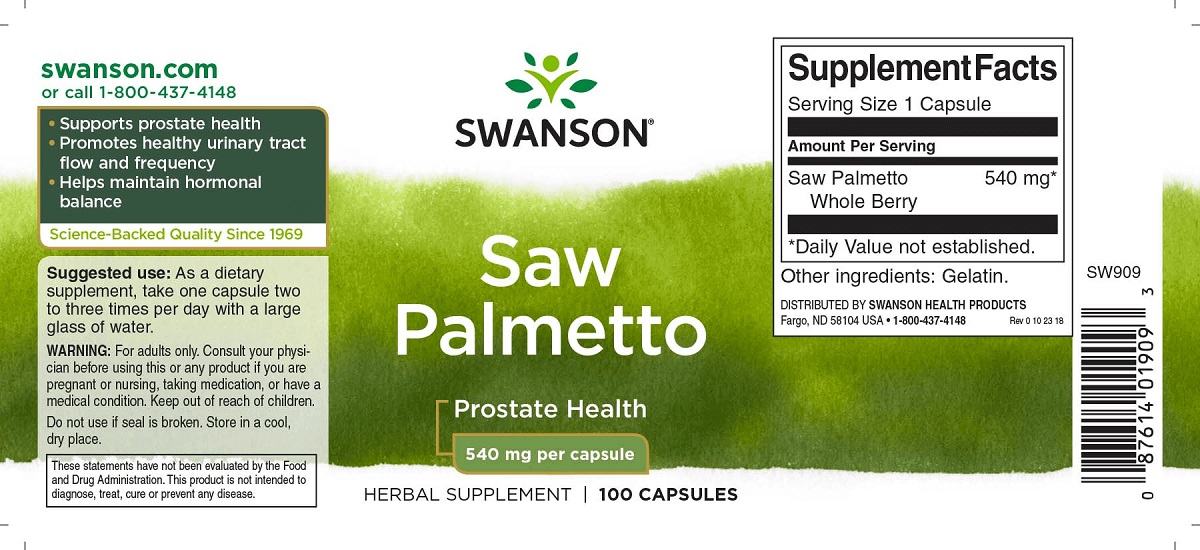 Swanson Saw Palmetto (Fűrészpálma, Szabalpálma, Törpepálma) kapszula - 100db 2 Swanson Saw Palmetto (Fűrészpálma, Szabalpálma, Törpepálma) kapszula - 100db - Image 2