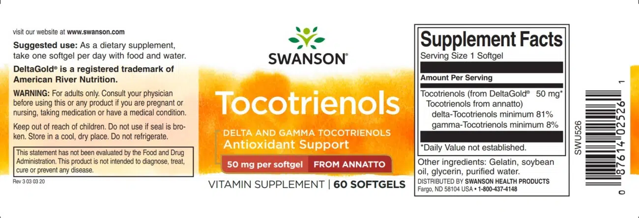 Swanson Tocotrienols - antioxidáns lágyzselatin kapszula - 60db 2 Swanson Tocotrienols - antioxidáns lágyzselatin kapszula - 60db - Image 2