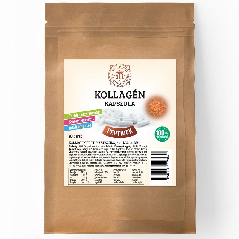 T.M. Tradíció Manufaktúra Kollagén peptid kapszula - 90db 1 T.M. Tradíció Manufaktúra Kollagén peptid kapszula - 90db