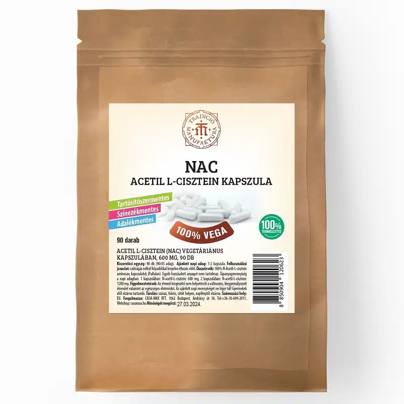 T.M. Tradíció Manufaktúra N-Acetil L-Cisztein (NAC) immunerősítő és nyákoldó kapszula - 90db 1 T.M. Tradíció Manufaktúra N-Acetil L-Cisztein (NAC) immunerősítő és nyákoldó kapszula - 90db