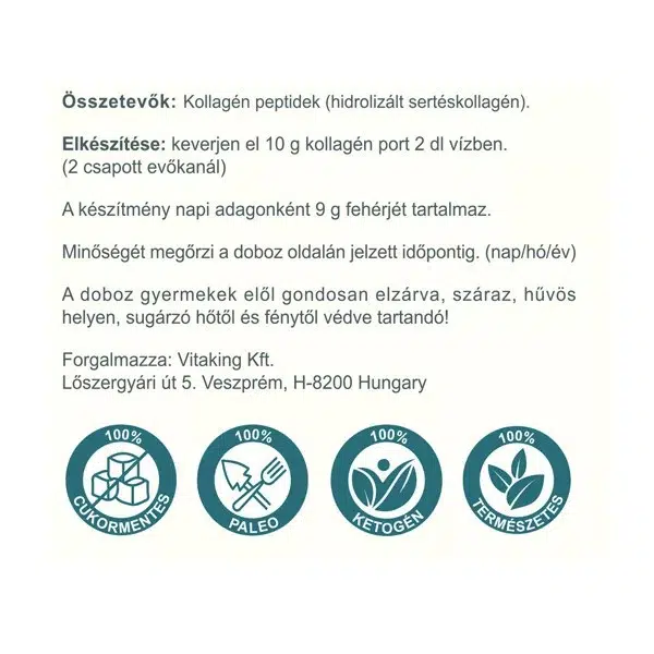 Vitaking 100% Natúr Sertéskollagén italpor - 300g 2 Vitaking 100% Natúr Sertéskollagén italpor - 300g - Image 2
