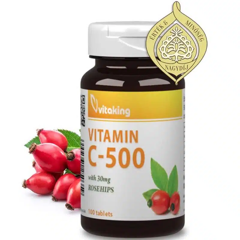 Vitaking 500mg C-vitamint és csipkebogyót tartalmazó tabletta - 100db 1 Vitaking 500mg C-vitamint és csipkebogyót tartalmazó tabletta - 100 db