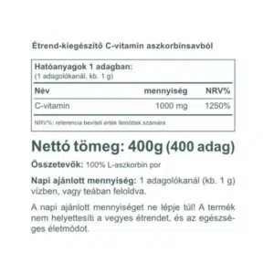 Vitaking Aszkorbinsav - C-vitamin por - 400g 4 Vitaking Aszkorbinsav - C-vitamin por - 400g - Image 2