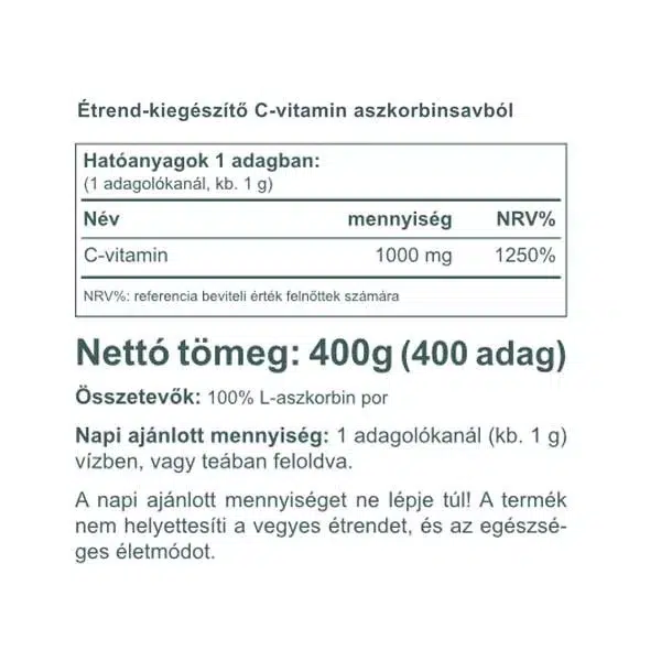 Vitaking Aszkorbinsav - C-vitamin por - 400g 2 Vitaking Aszkorbinsav - C-vitamin por - 400g - Image 2
