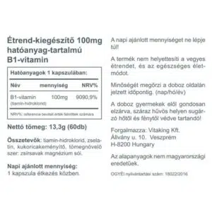 Vitaking B1-vitamin 100mg kapszula - 60db 3 Vitaking B1-vitamin 100mg kapszula - 60db - Image 2