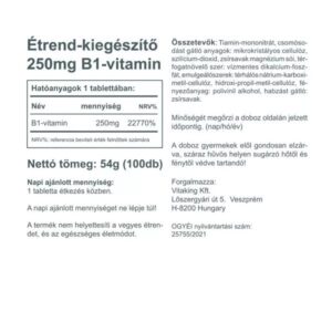 Vitaking B1-vitamin 250mg tabletta - 100db 3 Vitaking B1-vitamin 250mg tabletta - 100db - Image 2