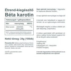 Vitaking Béta-karotin gélkapszula - 100db 3 Vitaking Béta-karotin gélkapszula - 100db - Image 2