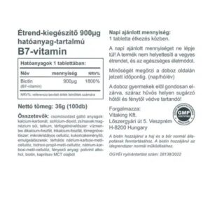 Vitaking Biotin 900mcg tabletta - 100db 3 Vitaking Biotin 900mcg tabletta - 100db - Image 2