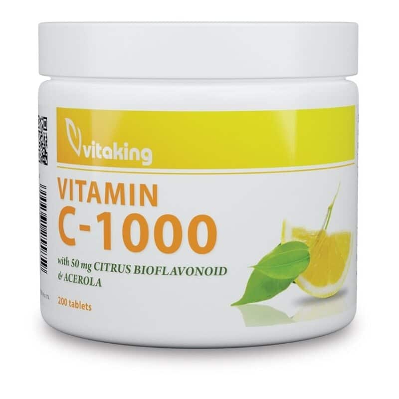 Vitaking C-vitamin 1000mg Bioflavonoid, acerola, csipkebogyó tabletta - 200db 1 Vitaking C-vitamin 1000mg Bioflavonoid, acerola, csipkebogyó tabletta - 200db