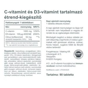 Vitaking C+D C-vitamin 1000mg + D3-vitamin 4000NE tabletta - 90db - Image 2