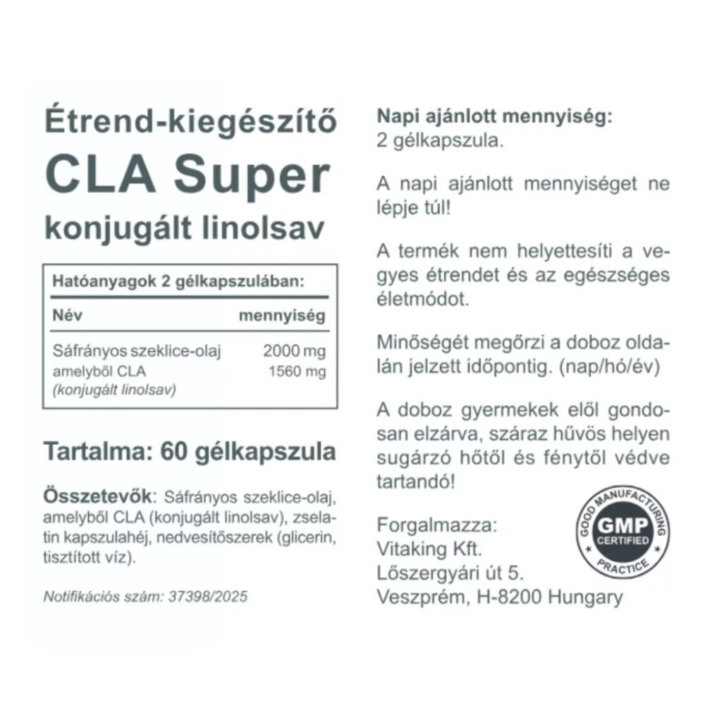 Vitaking CLA Super gélkapszula - 60db 2 Vitaking CLA Super gélkapszula - 60db - Image 2