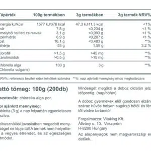 Vitaking Chlorella alga tabletta - 200db 4 Vitaking Chlorella alga tabletta - 200db - Image 2