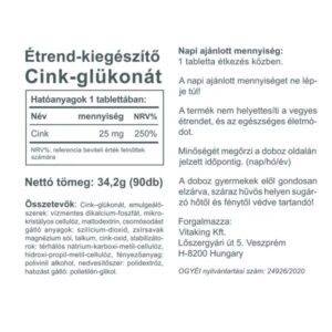 Vitaking Cink Gluconate 25mg tabletta - 90db - Image 2
