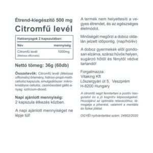 Vitaking Citromfű levél 500mg kapszula - 60db 3 Vitaking Citromfű levél 500mg kapszula - 60db - Image 2