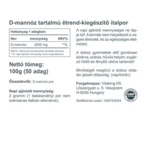 Vitaking D-Mannose por - 100g - Image 2