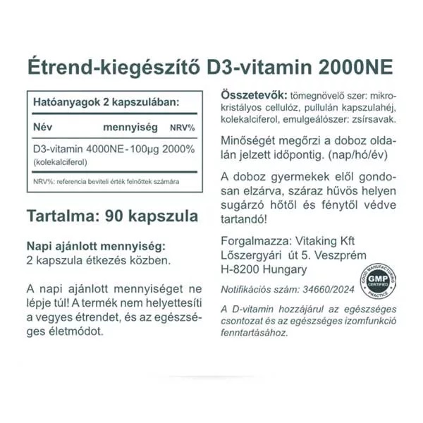 Vitaking D-2000 vitamin kapszula - 90db 2 Vitaking D-2000 vitamin kapszula - 90db - Image 2
