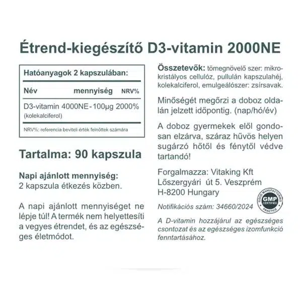 Vitaking D-2000 vitamin kapszula - 90db 2 Vitaking D-2000 vitamin kapszula - 90db - Image 2
