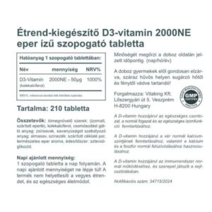 Vitaking D3-vitamin 2000NE szopogató tabletta - 210db - Image 2