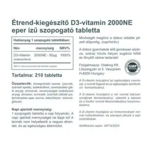 Vitaking D3-vitamin 2000NE szopogató tabletta - 210db 3 Vitaking D3-vitamin 2000NE szopogató tabletta - 210db - Image 2