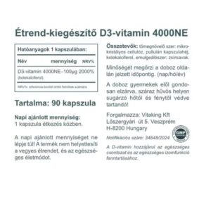 Vitaking D3-vitamin D-4000NE kapszula - 90db 3 Vitaking D3-vitamin D-4000NE kapszula - 90db - Image 2