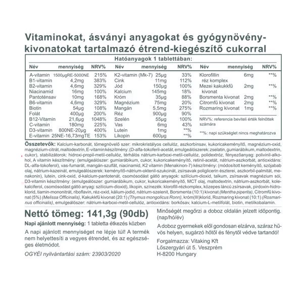 Vitaking Daily One Multivitamin tabletta - 90db 2 Vitaking Daily One Multivitamin tabletta - 90db - Image 2