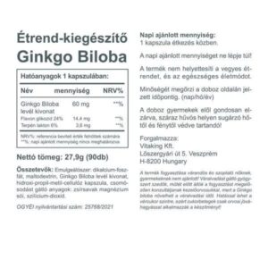 Vitaking Ginkgo Biloba 60mg kapszula - 90db 5 Vitaking Ginkgo Biloba 60mg kapszula - 90db - Image 3
