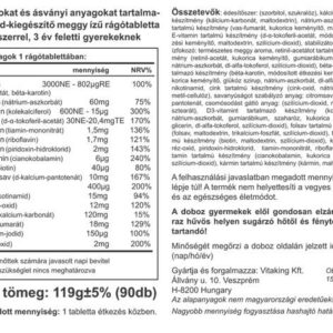 Vitaking Gyerek Multivitamin meggyes rágótabletta - 90db 3 Vitaking Gyerek Multivitamin meggyes rágótabletta - 90db - Image 2