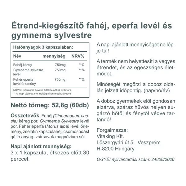 Vitaking Gymnemax kapszula - 60db 2 Vitaking Gymnemax kapszula - 60db - Image 2