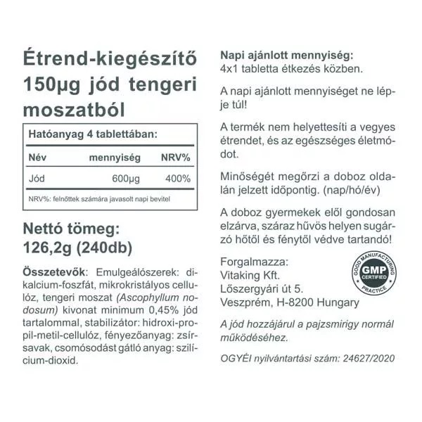 Vitaking Jód (IODINE) tabletta - 240db 2 Vitaking Jód (IODINE) tabletta - 240db - Image 2