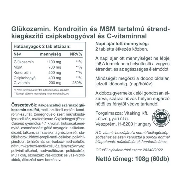 Vitaking Joint Formula - Ízületvédő tabletta - 60db 2 Vitaking Joint Formula - Ízületvédő tabletta - 60db - Image 2