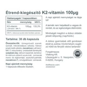 Vitaking K2-vitamin kapszula - 30db 3 Vitaking K2-vitamin kapszula - 30db - Image 2