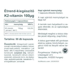 Vitaking K2-vitamin kapszula - 90db 3 Vitaking K2-vitamin kapszula - 90db - Image 2