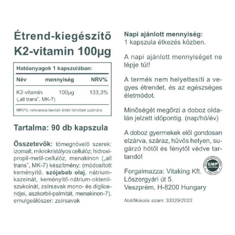 Vitaking K2-vitamin kapszula - 90db 2 Vitaking K2-vitamin kapszula - 90db - Image 2