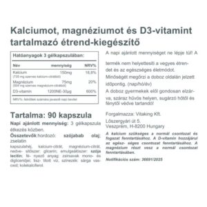 Vitaking Kalcium citrát + Magnézium citrát + D3-vitamin kapszula - 90db 3 Vitaking Kalcium citrát + Magnézium citrát + D3-vitamin kapszula - 90db - Image 2
