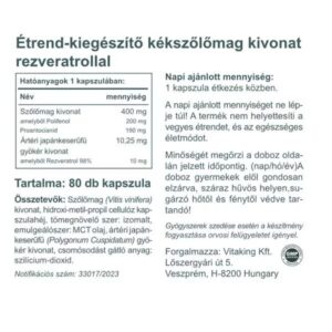 Vitaking Szőlőmag kivonat + Rezveratrol kapszula - 80db 3 Vitaking Szőlőmag kivonat + Rezveratrol kapszula - 80db - Image 2